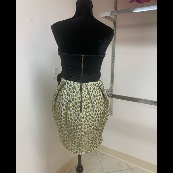 Small Black & Gold Exposed Zipper Prom Party Homecoming Dance Cocktail Dress - Picture 5 of 5